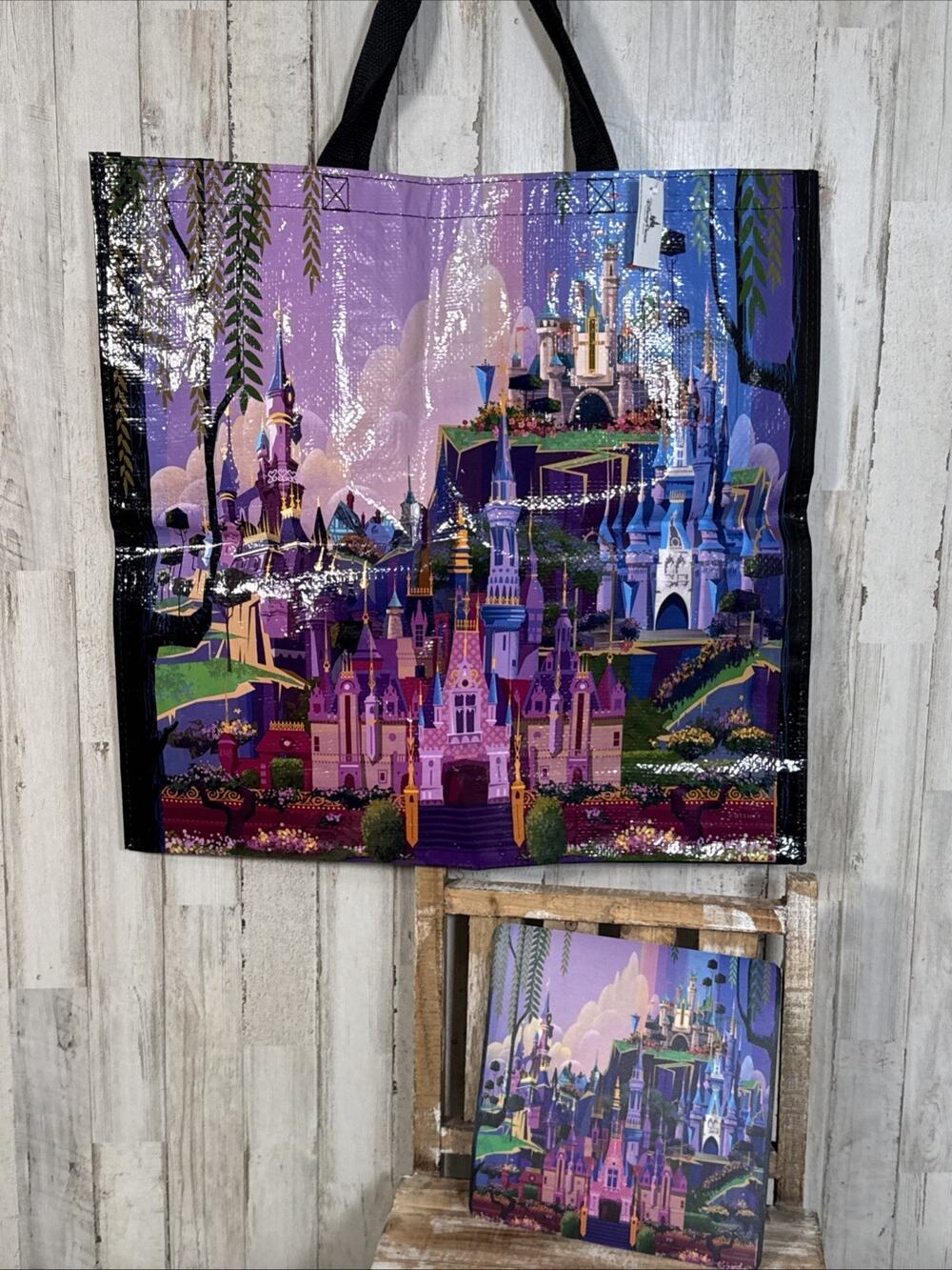 Disney Jacques Dupuis Fantasyland Art Reversible Gift Bag Shopper And Mouse Pad
